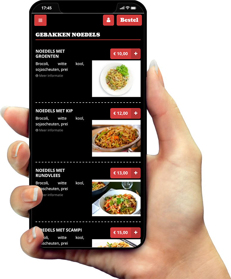 Voorbeeld van onze app op smartphone